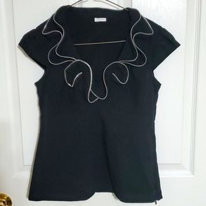 Gothic Punk Black Top with Zipper Collar